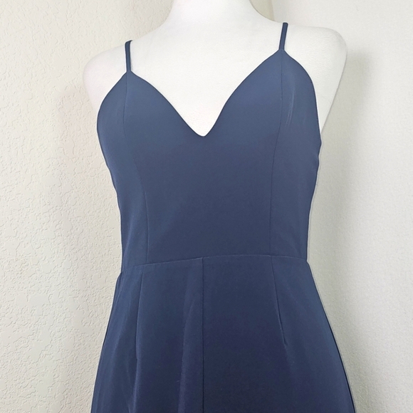 Lovers&Friends Helena Gown Navy Womens Sz 2   Lace Trim Back, Prom,Dance,Formal - Picture 3 of 16